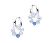 Beautiful Pearl Silver Hoop Earring HO-2581